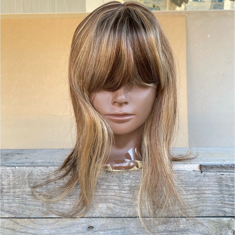 16” Human Hair Topper Clip In Hair Topper Bangs Crown Thinning Coverage